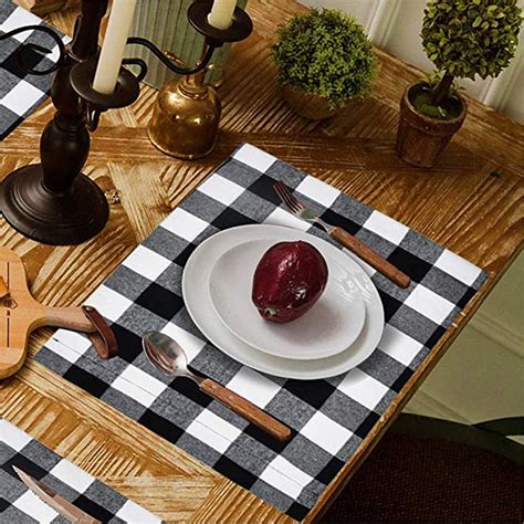 Cotton Buffalo Plaid Placemats Set Of 4 16 X 16 Etsy