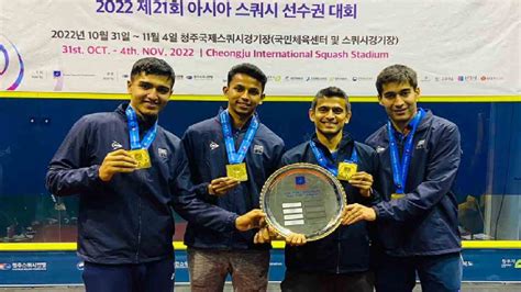 Squash Indian Mens Team Win Their First Ever Gold Medal At Asian Test