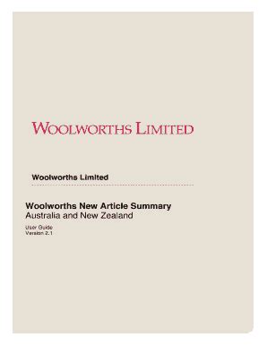 Fillable Online Woolworth Summary Article Form Fax Email Print PdfFiller