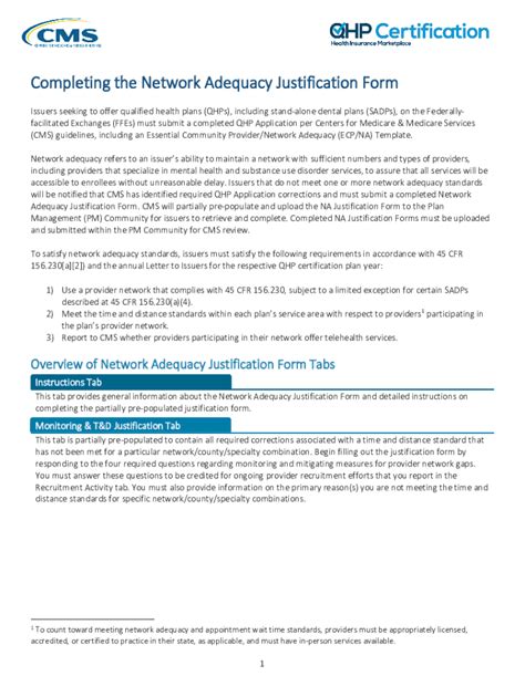 Fillable Online Completing The Network Adequacy Justification Form Fax