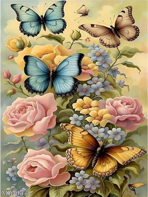 5d Rose Flower Diamond Painting Kits For Adults Diy Butterfly Diamond Art Kits