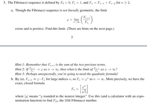 Solved 5 The Fibonacci Sequence Is Defined By Fo 0 F1