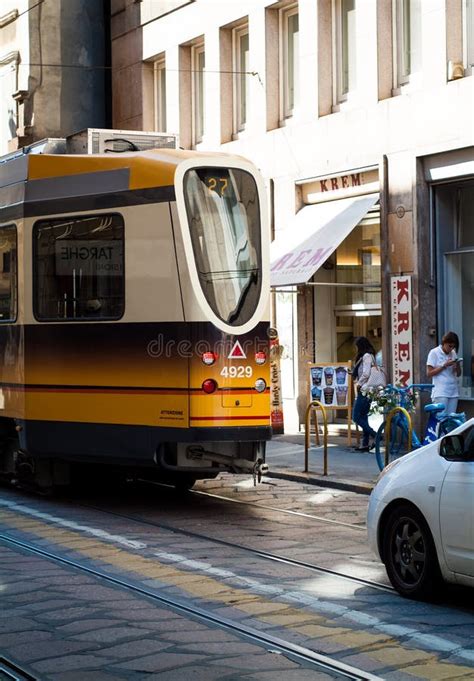 Tram 27 in Milan editorial photography. Image of scene - 68079582