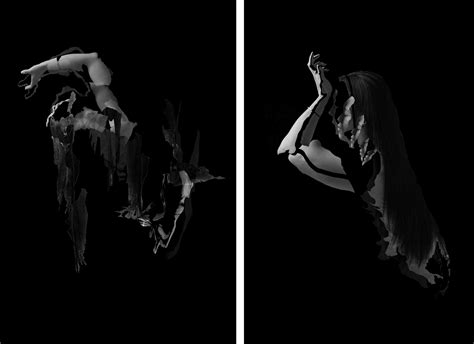 Ying Chen Fragmented Untitled 4 And 2 Diptych Figurative Black And