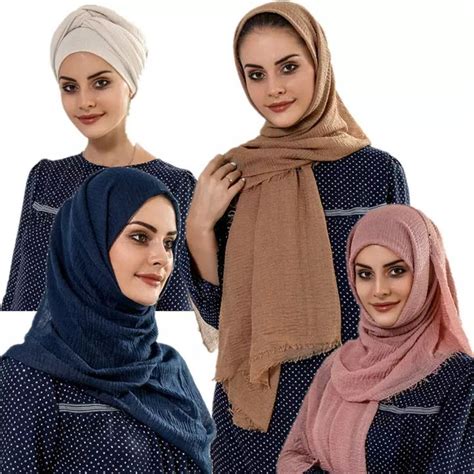 Nuevo Pa Uelo Arruga De Chales Simple Musulm N Hijab Mujeres Bufanda De