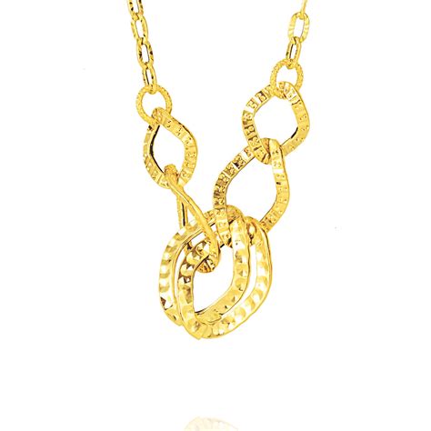 18k Real Gold Elegant Linked Necklace Hamsa Gold