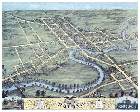 Beautifully restored map of Warren, Ohio from 1870 - KNOWOL