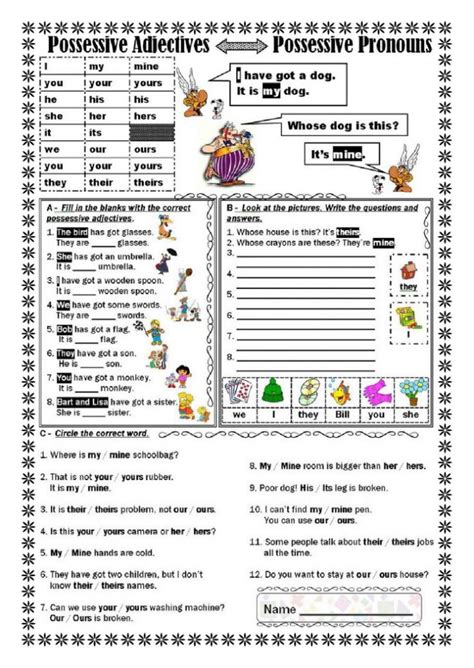 Possessive Adjectives Ficha Interactiva Y Descargable Puedes Hacer Los