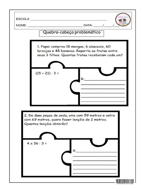 Quebra Cabeça Matemático Pdf - Quebra-Cabeça Matemático com Respostas | PDF