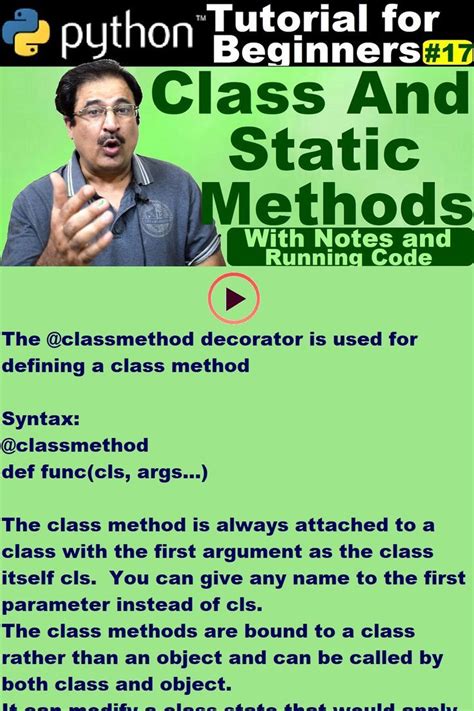 Difference Between Static And Class Method In Python Method Coding Syntax