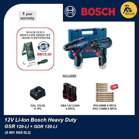 Bosch 12v Gsr 120 Li Gdr 120 Li Combo Set 0 601 9g8 0l3 Shopee