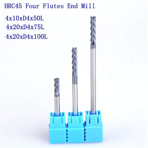 5Pcs 4mm HRC45 Four Flutes Micro Solid Carbide Face End Mill CNC