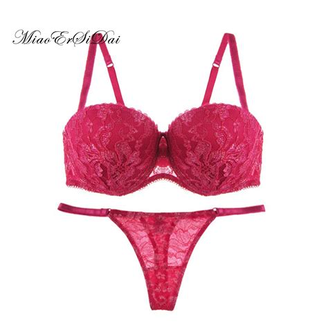 Sexy Bra Set Red Gold Lace Underwear 1 2 Cup B C D Cup 34 36 38 1 2 Cup