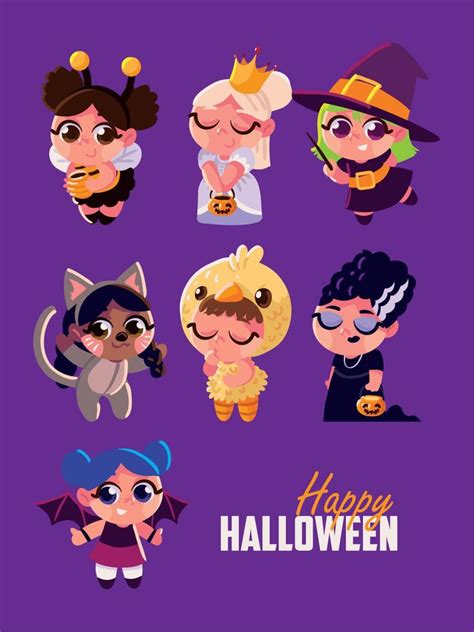 happy halloween costumes 11467629 Vector Art at Vecteezy