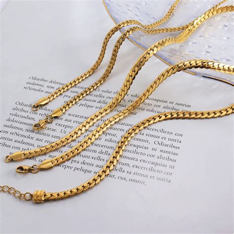 New Stylish Thick Herringbone Chain Necklace Bracelet Set 18k Gold