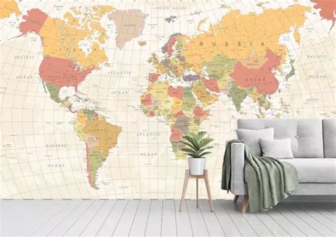 Vinilo Decorativo Mapamundi Mural Mapa Mundo Planisferio En