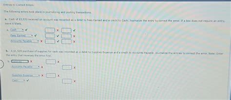 Solved The Following Errors Took Place In Journalizing And Chegg