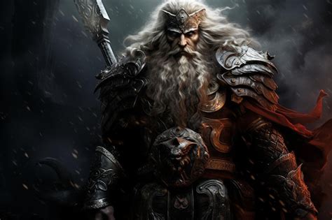 Premium Ai Image Odin The Norse God In Majestic Valhalla Amid