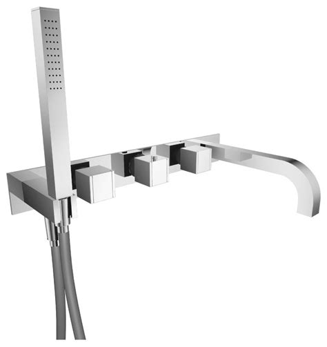 Wall Mount Tub Filler With Hand Shower Modern Tub And Shower Faucet Sets By Isenberg