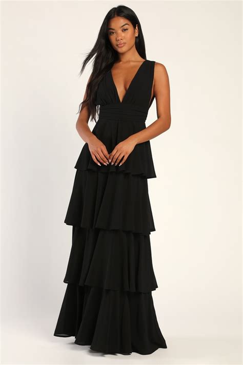 Amazing Evening Black Tiered Maxi Dress Lulus