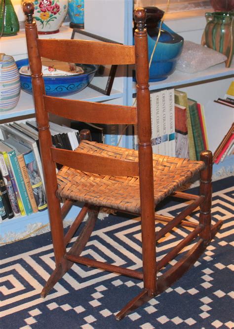 Antique Shaker Rocking Chair Early New England 19th Cen Splint Seat