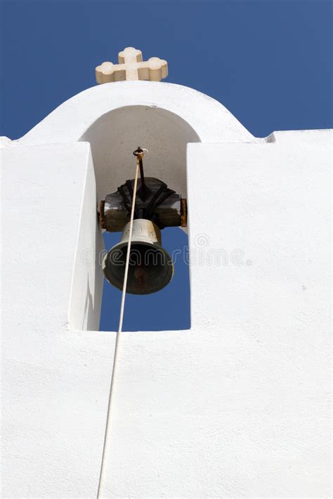 White Church Bell Tower In Greece Stock Image Image Of Architecture