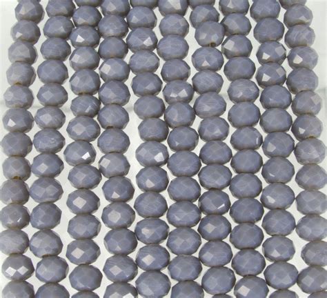 X Mm Faceted Opaque Dark Gray Chinese Crystal Rondel Beads Inch