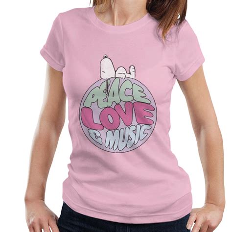 Peanuts Snoopy Peace Love And Music Womens T Shirt All Every All