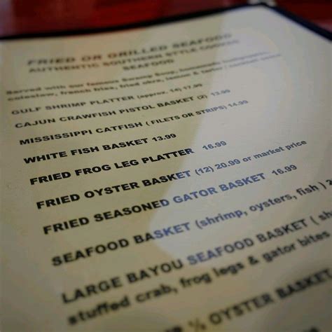 Menu at Fish River Grill restaurant, Foley