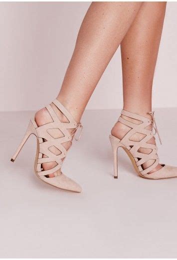 Missguided Geometric Lace Up Court Shoes Nude Women Shoes Online Socks And Heels Faux