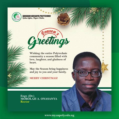 SEASON GREETING Abraham Adesanya Polytechnic Ijebu Igbo