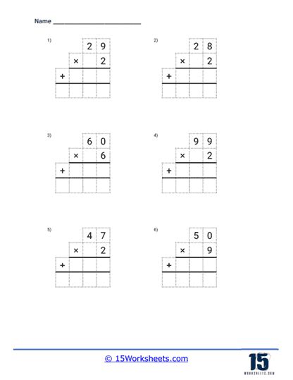 2 Digit By 1 Digit Multiplication Worksheets 15