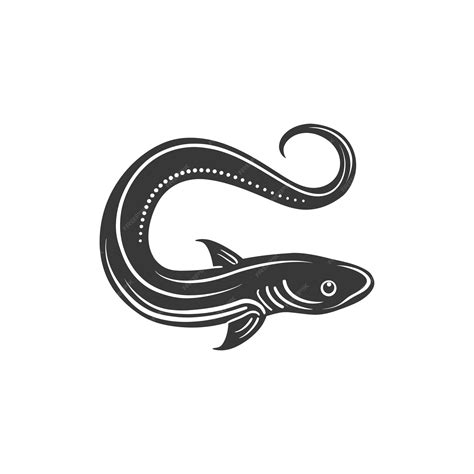 premium vector black  white illustration   curled eel