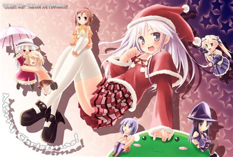 Safebooru 1boy 6 Girls Christmas Crossdressinging Happiness Hiiragi