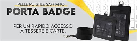 Wline Porta Badge Da Collo In Pelle Pu Saffiano Portabadge Con