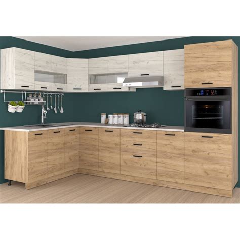 set mobila bucatarie pe colt vio xx stejar kk