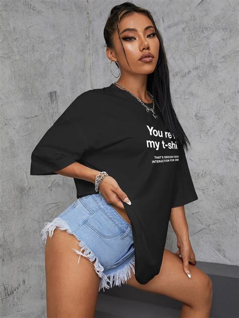 Shein Slogan Graphic Drop Shoulder Oversized Tee Shein Usa