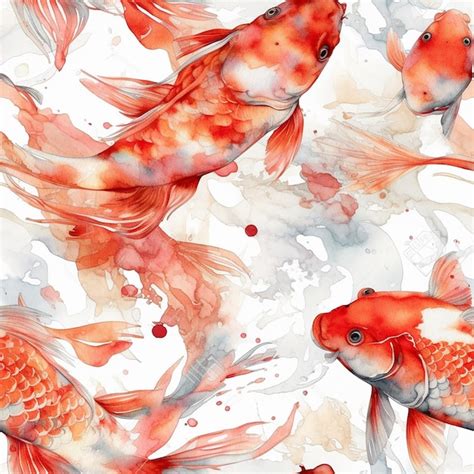 Uma Pintura Em Aquarela De Um Peixe Koi Foto Premium