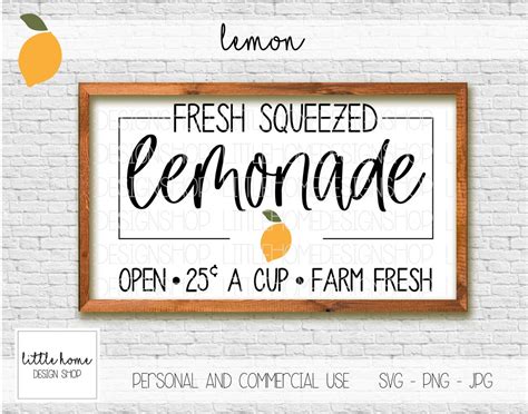 Lemonade Svg Lemonade Stand Sign Svg Fresh Lemonade Sign Etsy