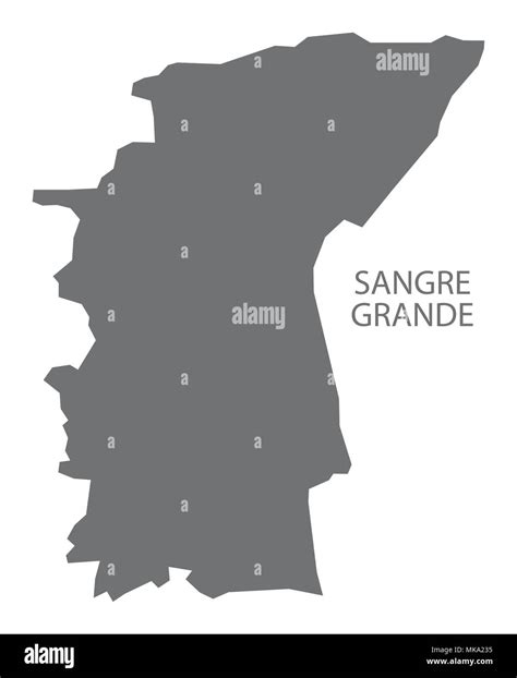 Sangre Grande Map Of Trinidad And Tobago Grey Illustration Shape Stock