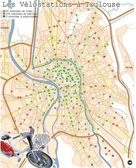 Tolosa Bike Map Mappa Di Tolosa Moto Occitanie Francia