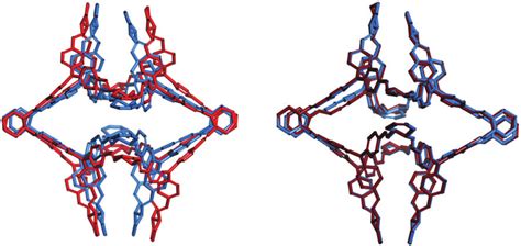 (left) Overlay of the CC8 computed open structure (blue) and solvate ...