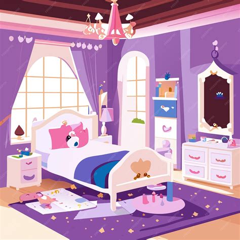 Premium Vector Princess Bedroom Interior Cartoon Design