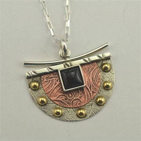 Mixed Metal Pendant Black Onyx Pendant Metal Jewelry Artisan