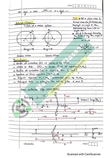 Handwritten Notes Class Physics Ray Optics Mavi Sir