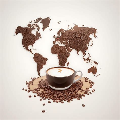 Premium Photo International Coffee Day With Coffee Cup And World Map