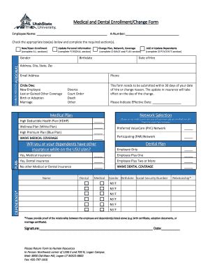 Fillable Online Medical And Dental Enrollment Change Form Fax Email