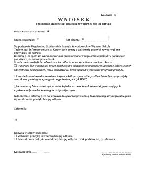 Fillable Online Wsti Wniosek O Zaliczenie Praktyki Fax Email Print