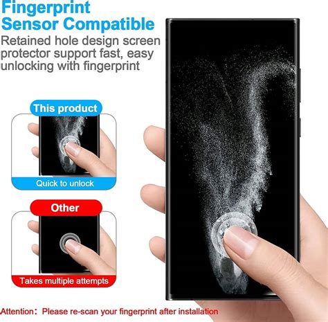 2 2 Pack For Samsung Galaxy S23 Ultra Screen Protector And Camera Protector Fingerprint Unlock