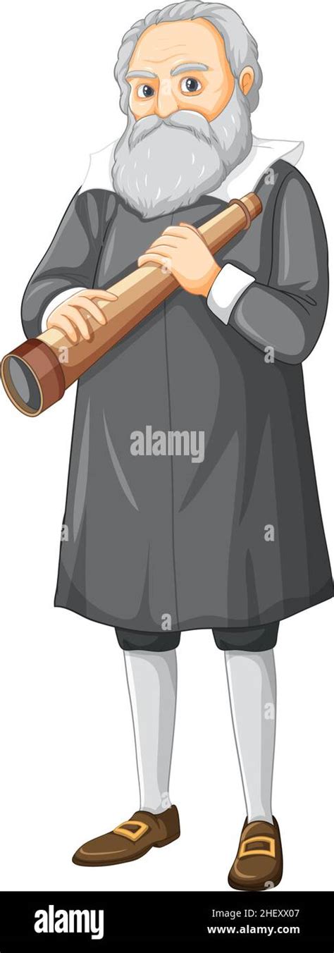 Galileo Galilei Cartoon Charater On White Background Illustration Stock